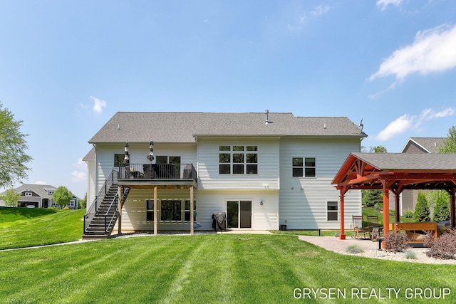 6326 Eaglewood Dr, Hudsonville, MI 49426 - back of house featuring stairway, a gazebo, a yard, a patio, and a wooden deck