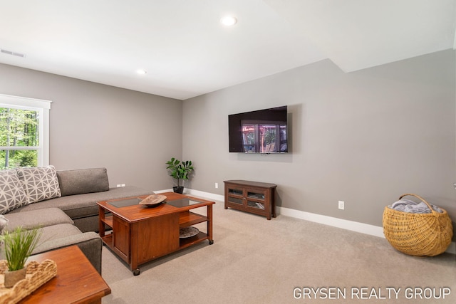 6326 Eaglewood Dr, Hudsonville, MI 49426 - living area with recessed lighting, light carpet, and baseboards