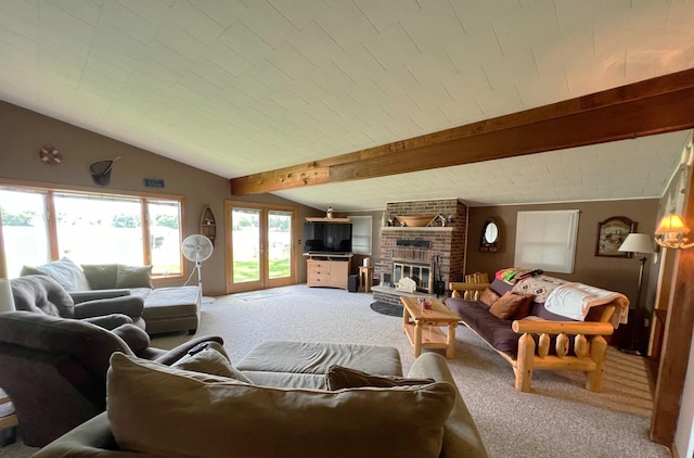 25722 Rainbow Dr, Sturgis, MI 49091 - carpeted living room featuring a brick fireplace
