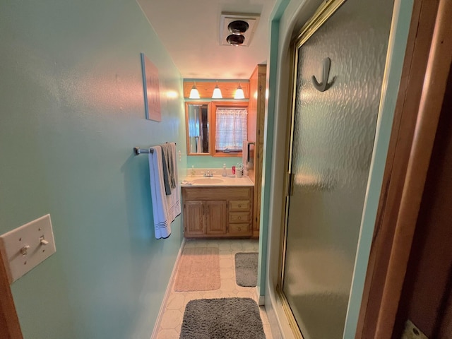 25722 Rainbow Dr, Sturgis, MI 49091 - bathroom with vanity and a stall shower