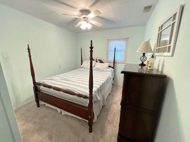 25722 Rainbow Dr, Sturgis, MI 49091 - bedroom with light carpet and a ceiling fan