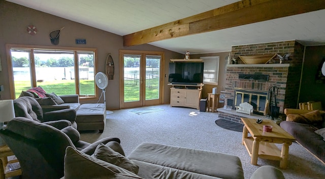 25722 Rainbow Dr, Sturgis, MI 49091 - carpeted living area with a fireplace