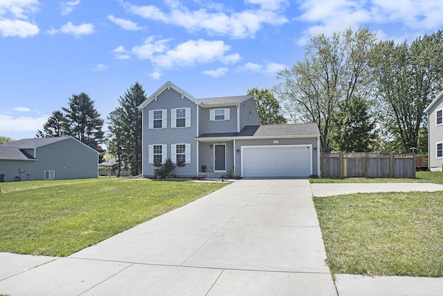 traditional-style house with concrete driveway and an attached garage