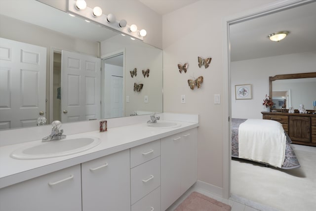 30465 Stonegate Dr, Franklin, MI 48025 - full bath with ensuite bathroom, double vanity, tile patterned flooring, and baseboards