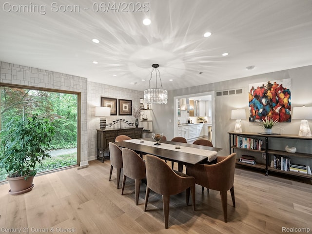 1985 Lone Pine Rd, Bloomfield Hills, MI 48302 - dining room featuring light wood-type flooring, recessed lighting, and a chandelier