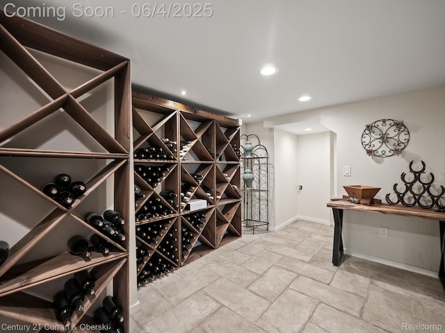 1985 Lone Pine Rd, Bloomfield Hills, MI 48302 - wine cellar with stone tile flooring, recessed lighting, and baseboards