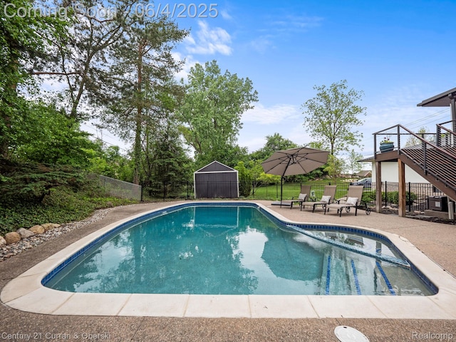 1985 Lone Pine Rd, Bloomfield Hills, MI 48302 - view of pool with stairway, a fenced backyard, a patio, a deck, and a pool with connected hot tub