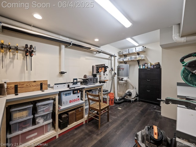1985 Lone Pine Rd, Bloomfield Hills, MI 48302 - finished below grade area featuring dark wood-type flooring, recessed lighting, and a workshop area