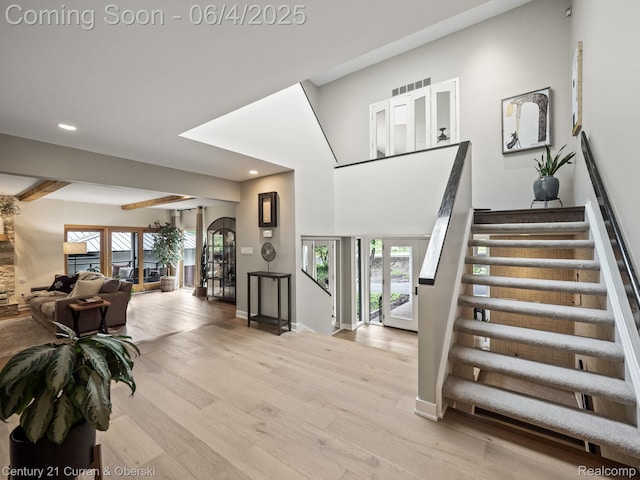 1985 Lone Pine Rd, Bloomfield Hills, MI 48302 - foyer with recessed lighting, wood finished floors, stairway, and baseboards