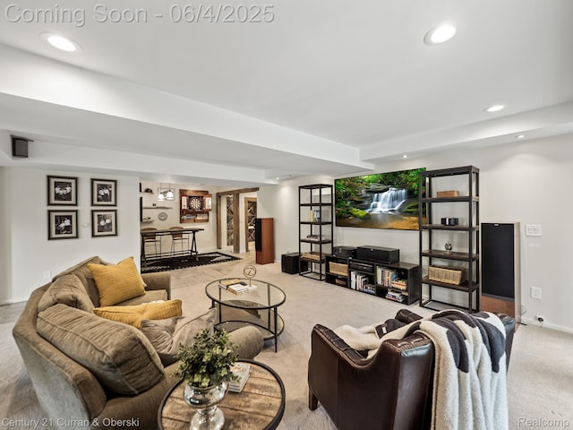 1985 Lone Pine Rd, Bloomfield Hills, MI 48302 - living area featuring carpet flooring, recessed lighting, and baseboards