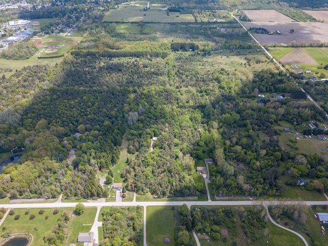 7642 Jordan Rd, Yale, MI 48097 - aerial view of property and surrounding area with a heavily wooded area