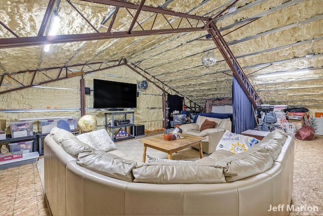 1525 W David Hwy, Ionia, MI 48846 - living room featuring lofted ceiling