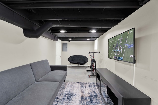 living room featuring electric panel