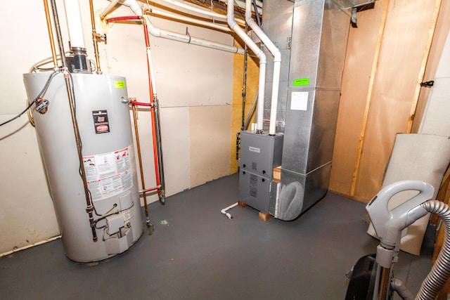 4707 Mount Morris Rd, Columbiaville, MI 48421 - utility room featuring gas water heater and heating unit