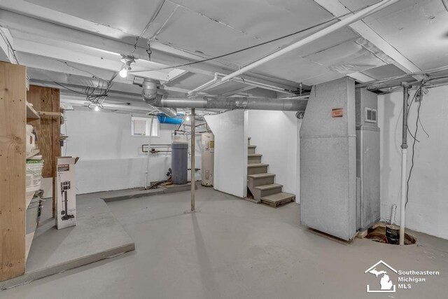 7316 Summerfield Rd, Lambertville, MI 48144 - unfinished below grade area with stairway and water heater