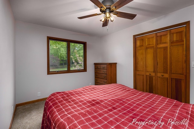 315 Hayes St NW, Comstock Park, MI 49321 - carpeted bedroom with a closet, baseboards, and a ceiling fan