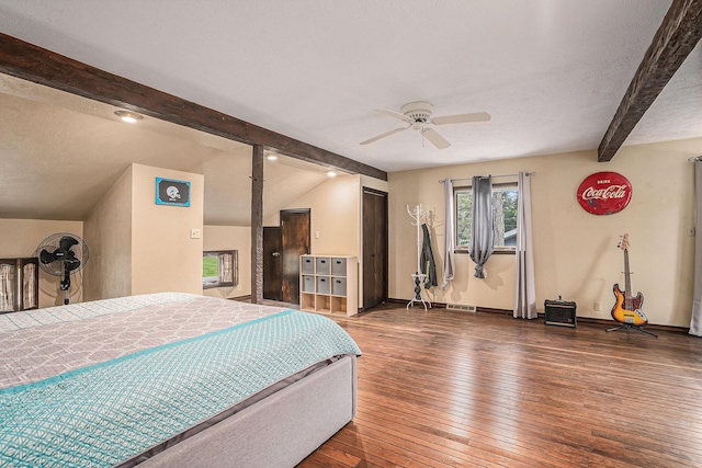 1514 Ferndale Blvd, Niles, MI 49120 - bedroom with beam ceiling, hardwood / wood-style floors, baseboards, and ceiling fan