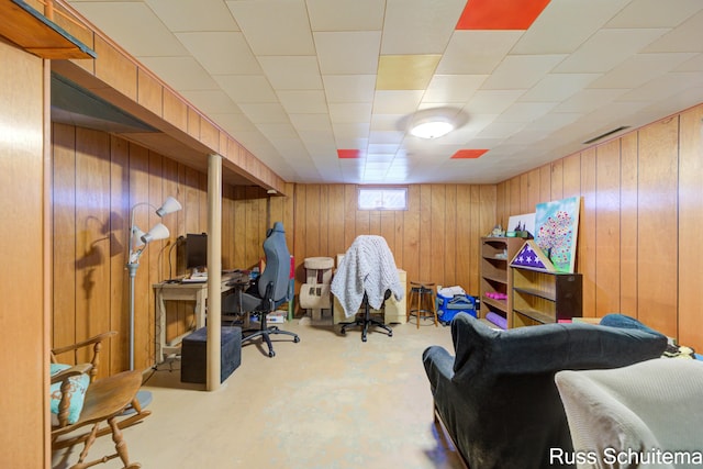 1572 Cornell Rd, Muskegon, MI 49441 - home office with concrete flooring and wood walls