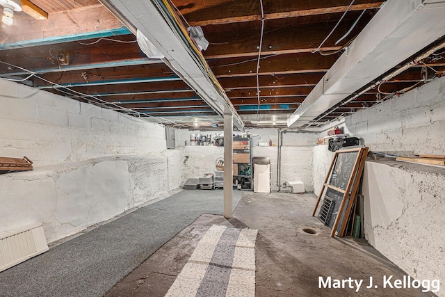 view of unfinished basement