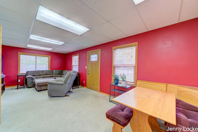 608 Porter Rd, Norton Shores, MI 49441 - carpeted living area with a drop ceiling