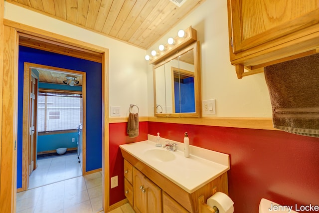 608 Porter Rd, Norton Shores, MI 49441 - bathroom with vanity and wooden ceiling