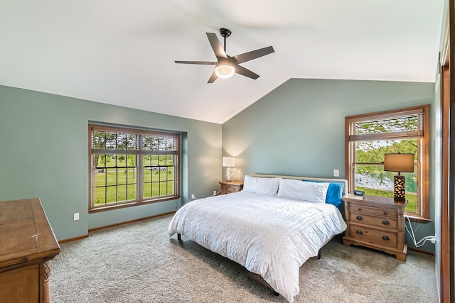 4024 Austin Ct, Lapeer, MI 48446 - bedroom featuring carpet, lofted ceiling, multiple windows, and baseboards