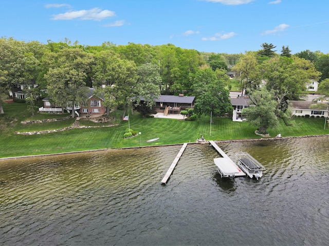 10706 Portage Rd, Portage, MI 49002 - dock area with a water view and a lawn