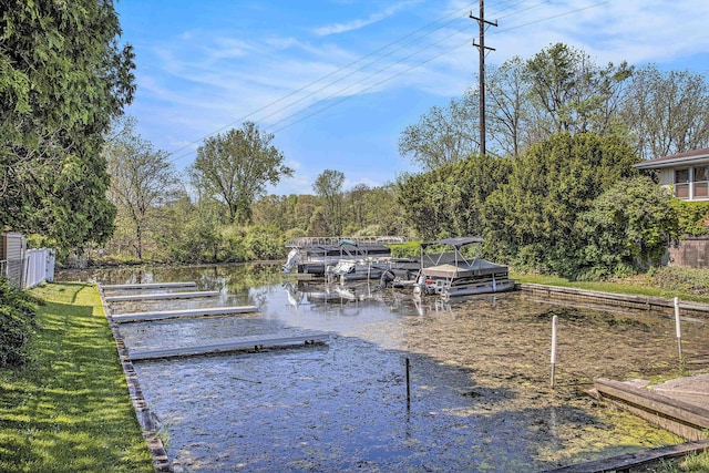 dock area with a water view