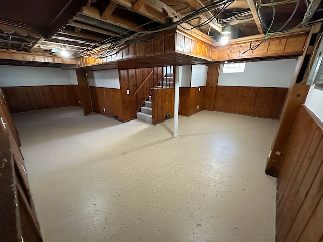 92 W Princeton Ave, Pontiac, MI 48340 - basement featuring wooden walls and stairs