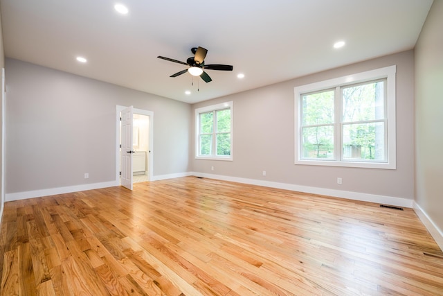 508 S Jameson St, New Buffalo, MI 49117 - unfurnished room with light wood-type flooring, ceiling fan, recessed lighting, and baseboards