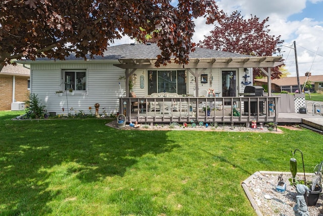 133 Loretta St, East China, MI 48054 - rear view of property featuring a deck, a pergola, and a lawn