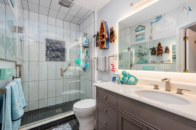 133 Loretta St, East China, MI 48054 - bathroom with tile patterned floors, toilet, a stall shower, and vanity