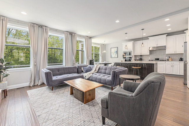 3328 Roseford Blvd, Ann Arbor, MI 48105 - living area featuring plenty of natural light, light wood finished floors, recessed lighting, and baseboards