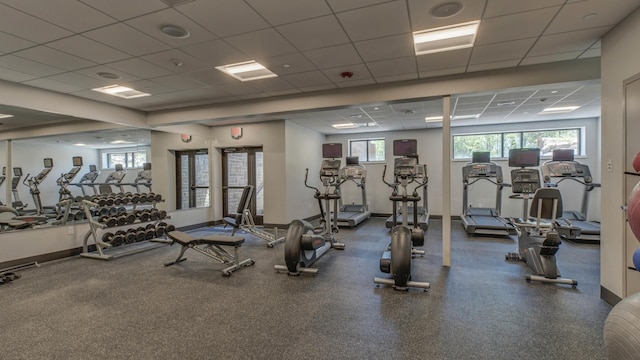 3328 Roseford Blvd, Ann Arbor, MI 48105 - workout area with a drop ceiling and healthy amount of natural light