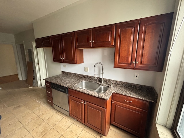 8162 E Jefferson Ave Unit 16B, Detroit, MI 48214 - kitchen with dishwasher, a sink, and light tile patterned floors