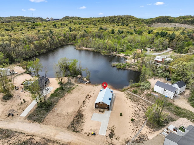 7469 Lake Solis Dr, Stevensville, MI 49127 - aerial view of a nearby body of water and a heavily wooded area