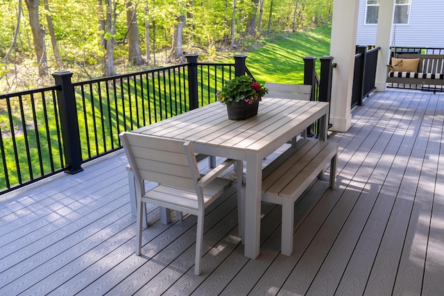 8182 Country Rail Dr SW, Byron Center, MI 49315 - deck featuring a yard and outdoor dining area