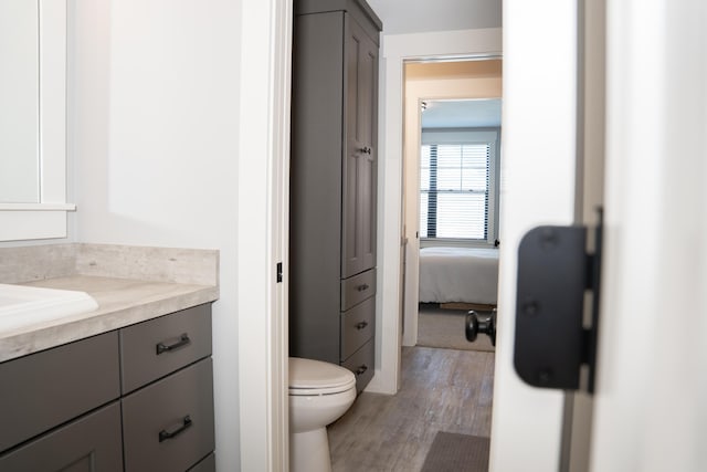 8182 Country Rail Dr SW, Byron Center, MI 49315 - bathroom with toilet, wood finished floors, and vanity