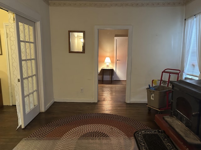 1902 W Ogilvie Ave, Baldwin, MI 49304 - hall with dark wood finished floors, baseboards, and healthy amount of natural light