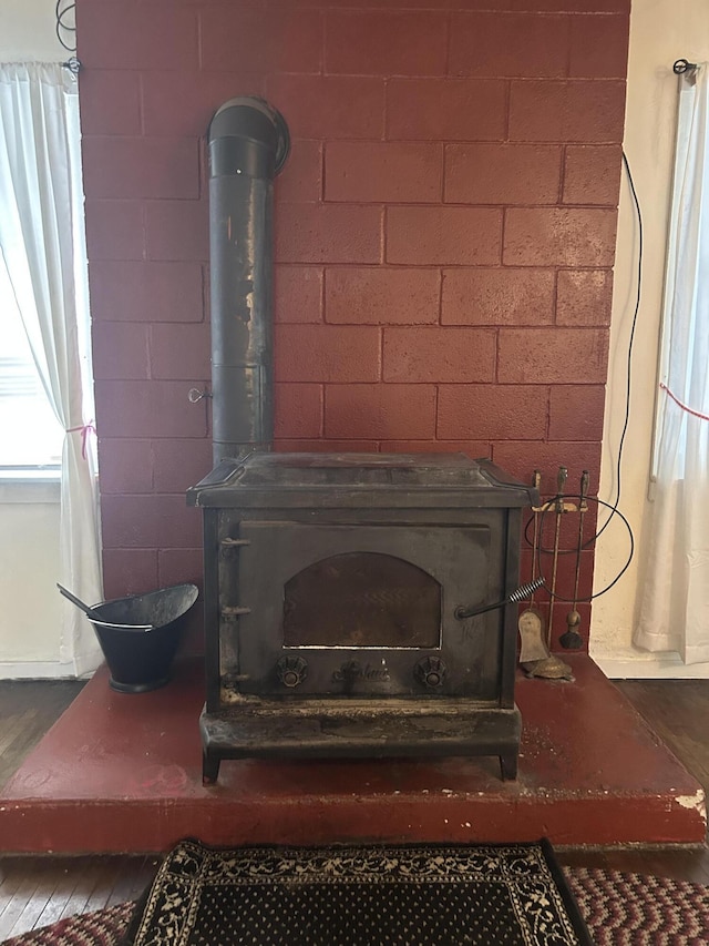 1902 W Ogilvie Ave, Baldwin, MI 49304 - detailed view of a wood stove and wood finished floors