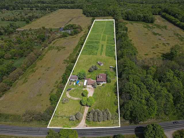 6528 Douglas Ave, Kalamazoo, MI 49009 - aerial overview of property's location featuring property parcel outlined and rural landscape