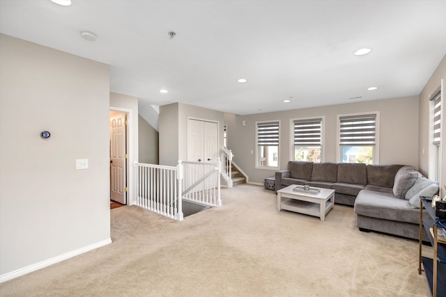 50107 Harding St, Canton, MI 48188 - living area featuring light carpet, recessed lighting, and baseboards