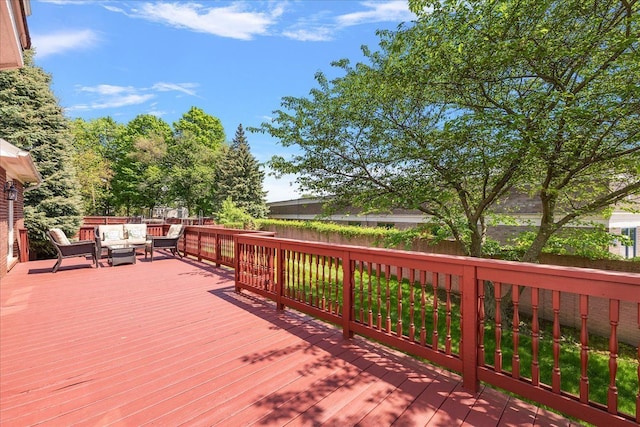 19880 Irving Dr, Livonia, MI 48152 - deck with outdoor lounge area and a fenced backyard