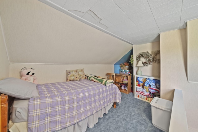 204 Parker St, Cement City, MI 49233 - bedroom with carpet floors and vaulted ceiling