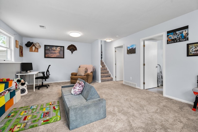 160 Cherry St, Milan, MI 48160 - playroom featuring carpet floors, an office area, and baseboards