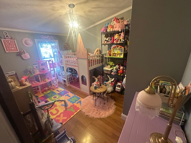 33332 Fern Ct, Lenox, MI 48048 - bedroom with wood finished floors, a textured ceiling, and crown molding