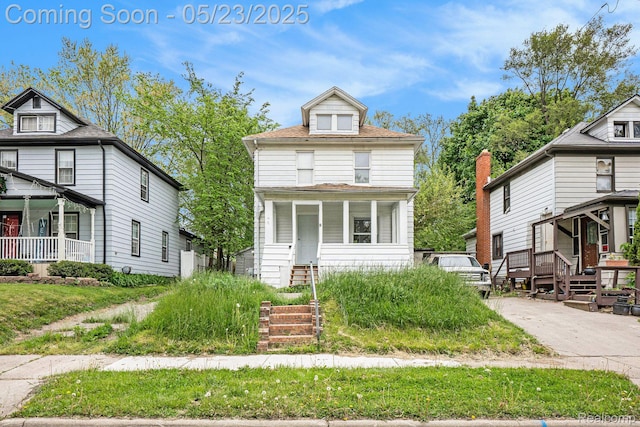 54 Hudson Ave, Pontiac, MI 48342 - american foursquare style home with a porch and a shingled roof