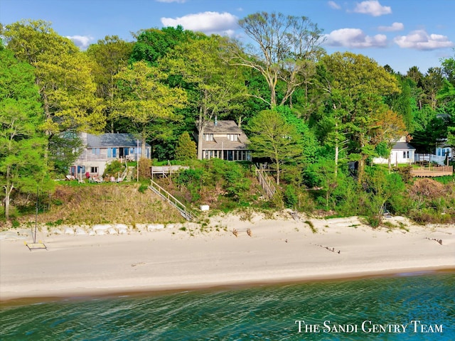 view of subject property featuring extended coastline