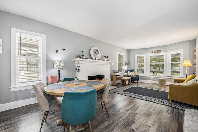 622 Thomas St SE, Grand Rapids, MI 49503 - dining area featuring a fireplace, wood finished floors, and baseboards