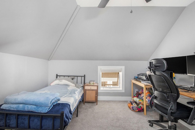 622 Thomas St SE, Grand Rapids, MI 49503 - bedroom featuring vaulted ceiling, an office area, ceiling fan, and carpet flooring